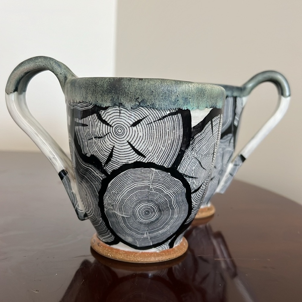 Pottery Nature Inspired Wood Grain 2 Coffee / Tea Mugs - Picture 6 of 14
